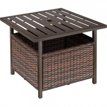 Mesa de Centro Exterior Tahi de Ratán 55,5x55,5x46 cm Marrón