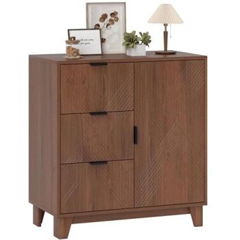 Buffet salon Homcom – placard à portes, tiroirs (3) et étagère réglable – 75 × 39 × 80 cm, couleur bois brun