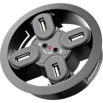 Hub Multifunción USB 2.0 con Puerto de Auriculares y Micrófono
