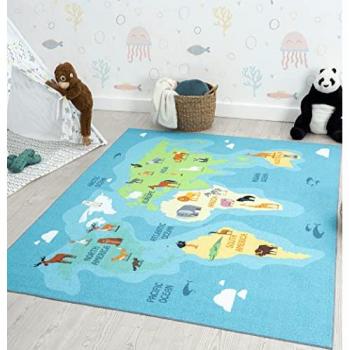 Mia's Playful Blue Rectangular Rug 160 x 220cm