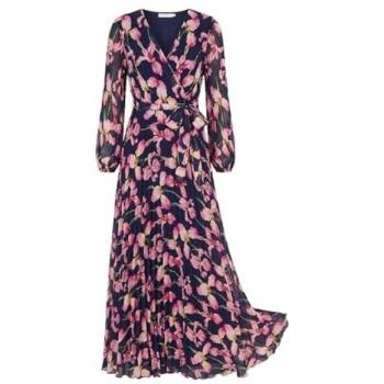 Yumi Navy Orchid Pleated Maxi – Women's Size 12