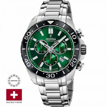 Festina Chronograph Festina Herrenuhr Edelstahl silber, (Chronograph), Herren Armbanduhr rund, Edelstahlarmband silber, Elegant