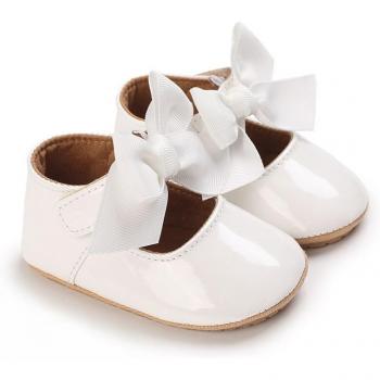 Zapatos de cuero PU para bebé recién nacido, antideslizantes, con lazo de princesa, perfectos para caminar 2022