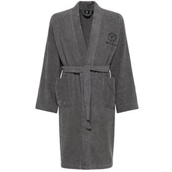 Male 2XL Gray Kimono-Style Embroidered Robe from Carlo Colucci