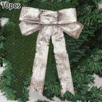 Grand nœud de Noël scintillant 13cm x 12cm