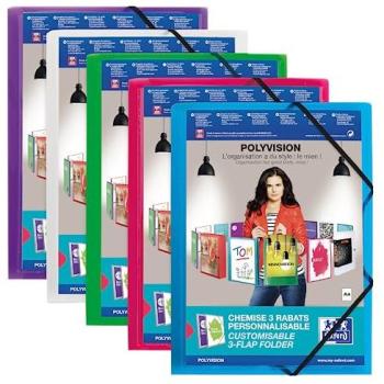 Elastomap Oxford Polyvision A4 + Instekentas 3 Kleppen in PP Mix