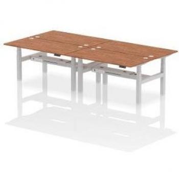 Height Adjustable 4 Person Bench Desk with Drawers and Cable Management