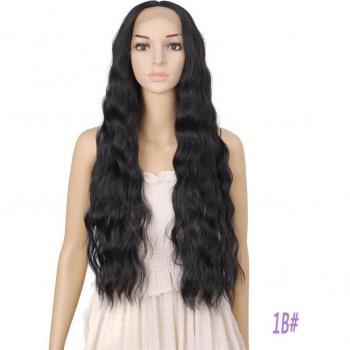 Peluca de encaje frontal de 28 pulgadas, ondas profundas, color negro, sin pegamento para mujeres