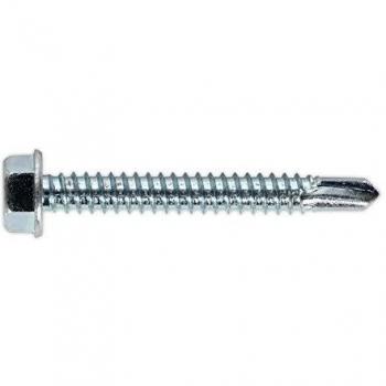 Sealey SDHX6350 Din 7504K Zinc Self Drilling Screw with Hex Head, 6.3mm x 50mm, Silver, Pack of 100
