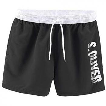 Badeshorts S.OLIVER Gr. M (50), Kurz, schwarz, Herren, Microfaser, Polyester