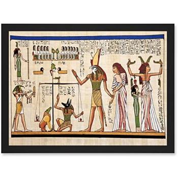 Egyptian Mythology Masterpiece: A4 Framed Hieroglyphs of Horus, Thoth & Anubis