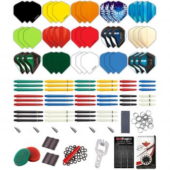 RED DRAGON 200 Piece Darts Custom Fit Pack Set Includes Flights Shafts and Accessories