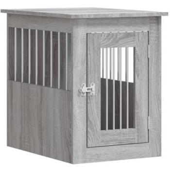 VidaXL Jaula para Perros Caseta Perrera Refugio Madera de Ingeniería Color Negro, Marrón roble, Roble Sonoma y más