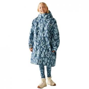 Junior Regatta Waterproof Changing Robe – Nordic Blue Leopard Print (Size 5‑9)