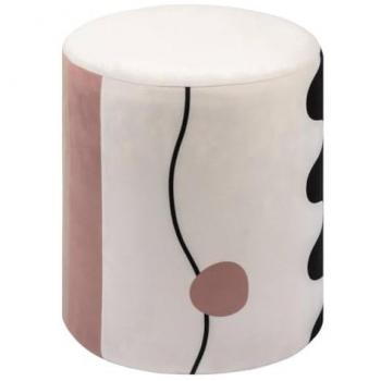 Puff Nofy Velluto 31 cm (Bianco e Rosa)