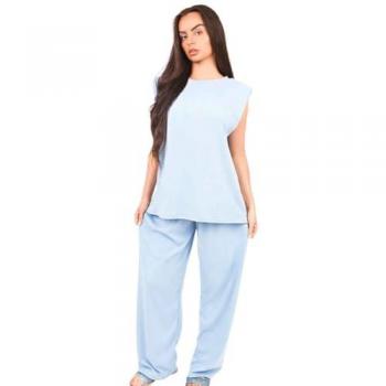 Liliane Breezy Long Sleeve Crop Top + Palazzo Pants Coordination – M/L
