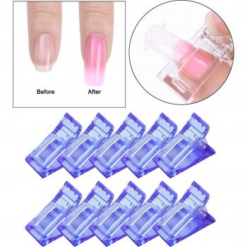 Set de 10 pinzas para construcción de uñas con gel UV