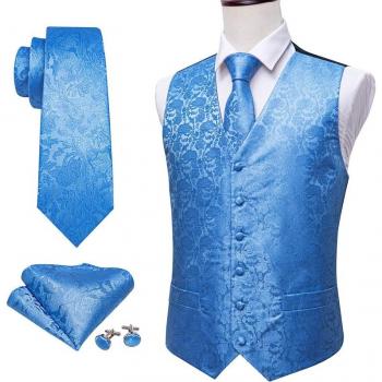 Corbata Azul V‑Cuello Elegante