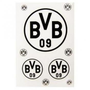Borussia Dortmund Aufkleber in Schwarz im Format 9 x 9 cm, 3 Stück pro Packung