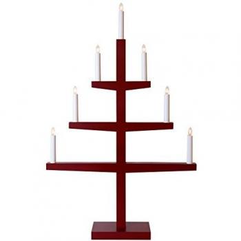 Lustre 'Tripp' 7 Bougies en Pin, Rouge, H 77 cm
