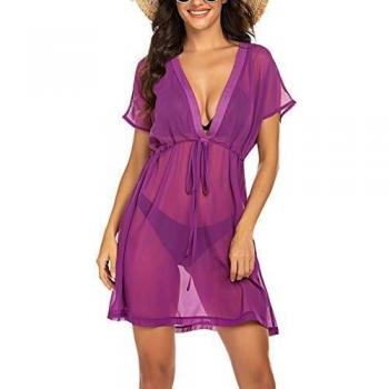 Avidlove Beach Dress “Bat‑Ärmel” – Tüll‑Chiffon, lila, Größe XL