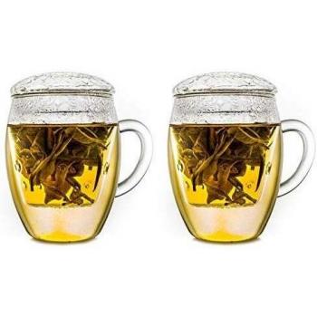 Tazza da Tè Vetro 400 ml, Dual Set “All‑In‑One” con Filtro