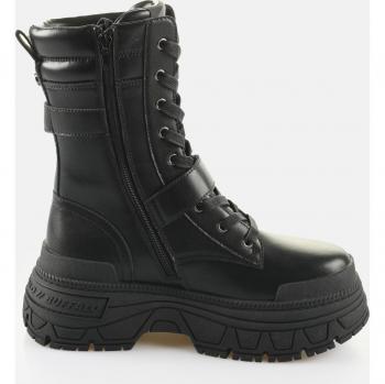 Bikerboots BUFFALO FUSION LACE UP BIKER, Damen, Gr. 37, schwarz, Lederimitat