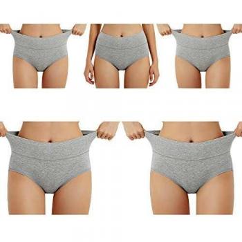 EKSHER Mutande Donna 3XL Grigio, Vita Alta, Cotone