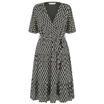 Yumi Women's Black Mesh Geo Midi Skater – UK 16
