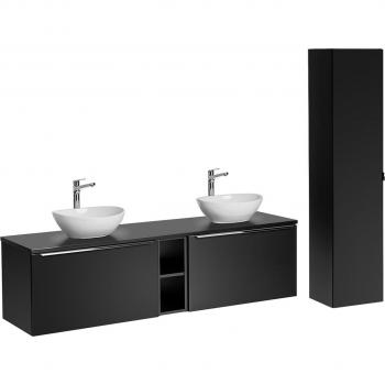 Ensemble meuble double vasque avec colonne Éros Noir