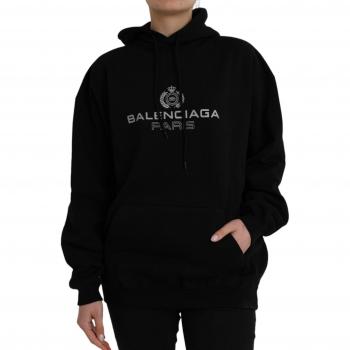 Balenciaga Black Logo Hooded Pullover Sweatshirt