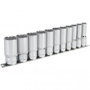 Sealey 11 Piece 3/8 Drive Deep Bi Hexagon WallDrive Socket Set Imperial 3/8