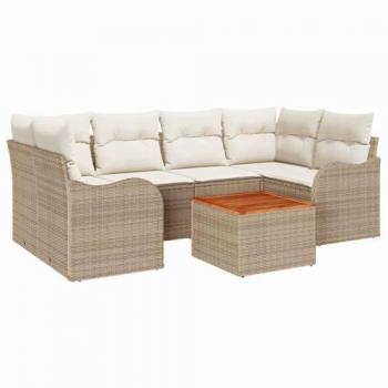 Ensemble de Canapé de Jardin en Polyrotin Beige et Crème