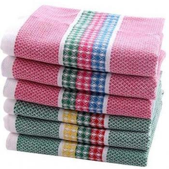 Branlason Green & Pink Lint‑Free Waffle Tea Towels – 45x65 cm, 6 Count