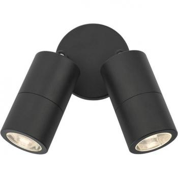 Dar Ortega Outdoor Twin Light Wall Spotlight IP65 Rated Matt Black