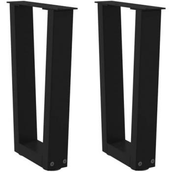 Black V-Shape Dining Table Legs 2 pcs Steel 28x(42-43.3) cm