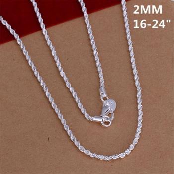 Collana in argento con pendente 2MM 40cm