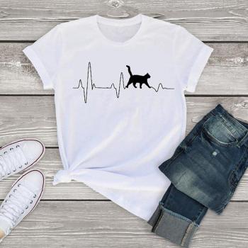 Kurze Ärmel Katze Design Shirt