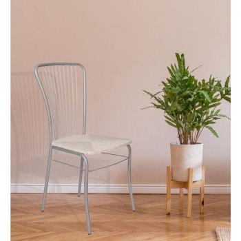 Taburete Contemporáneo Eco Cuero Blanco – 54x45cm