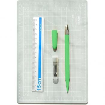 Plaque de gravure A5 avec règle et lames interchangeables