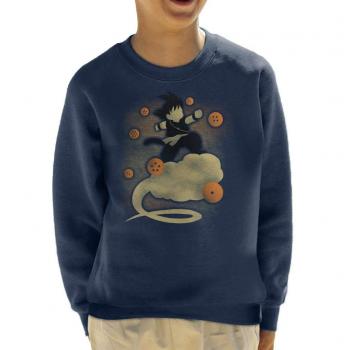 Dragon Ball Z Goku Cloud Graphic Hoodie for Children – Navy Blue
