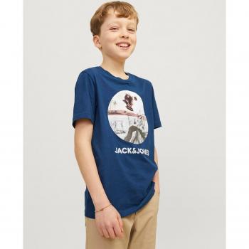 T-Shirt Ras-du-Cou Jack & Jones Junior JJNavin SS JNR Manches courtes 140-176 bleu