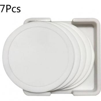 7Pcs Black Silicone Coaster Set