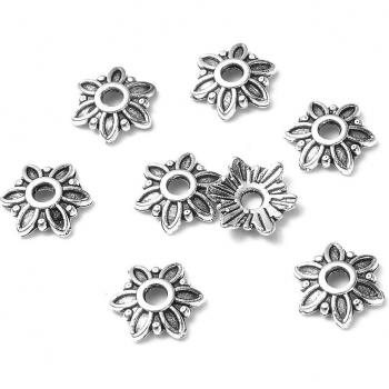 50pcs Alloy Flower Shape Beads Caps for Necklace Making