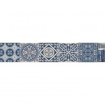 Adhésif contremarche à motif carrelage bleu – 20 × 100 cm (x3)