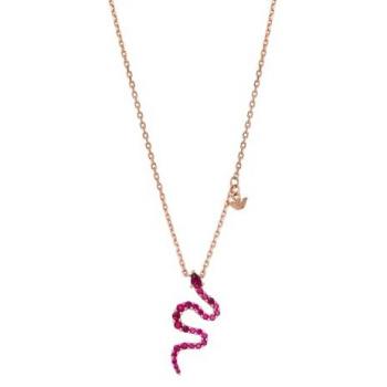 Emporio Armani : Collier en Or avec Motif Serpent et Zircone Fuchsia