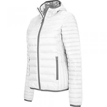 Weißes Kariban Damen-Légère Daunen-Jaket mit Kapuze – Größe M