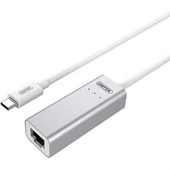 Connettore Ethernet USB‑C UNITEK Y‑3465, 3.1, Bianco, Alluminio