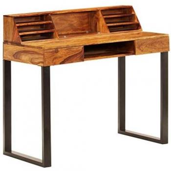 Rustic Sheesham Wood and Steel Office Desk 110x50x94 cm