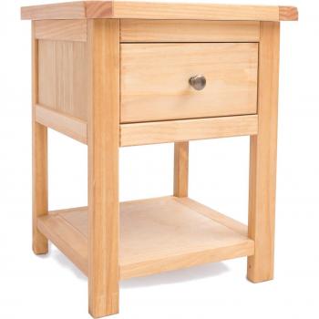 Lugo Brown Bedside Table with Shelf and Brass Knob